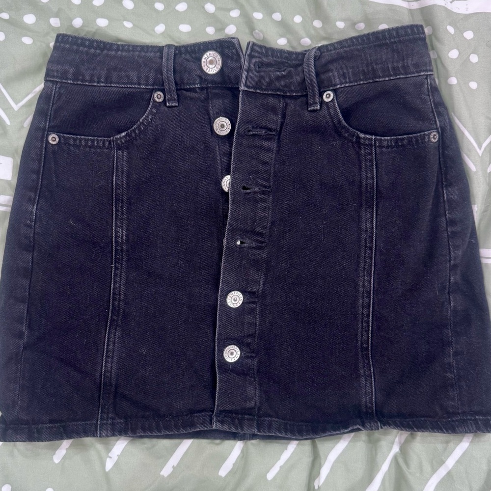 American Eagle Button-Front Mini Denim Skirt